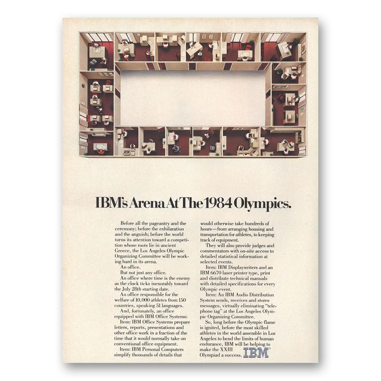 1984 IBM Computers IBMs Arena at the Olympics Vintage Magazine Print Ad