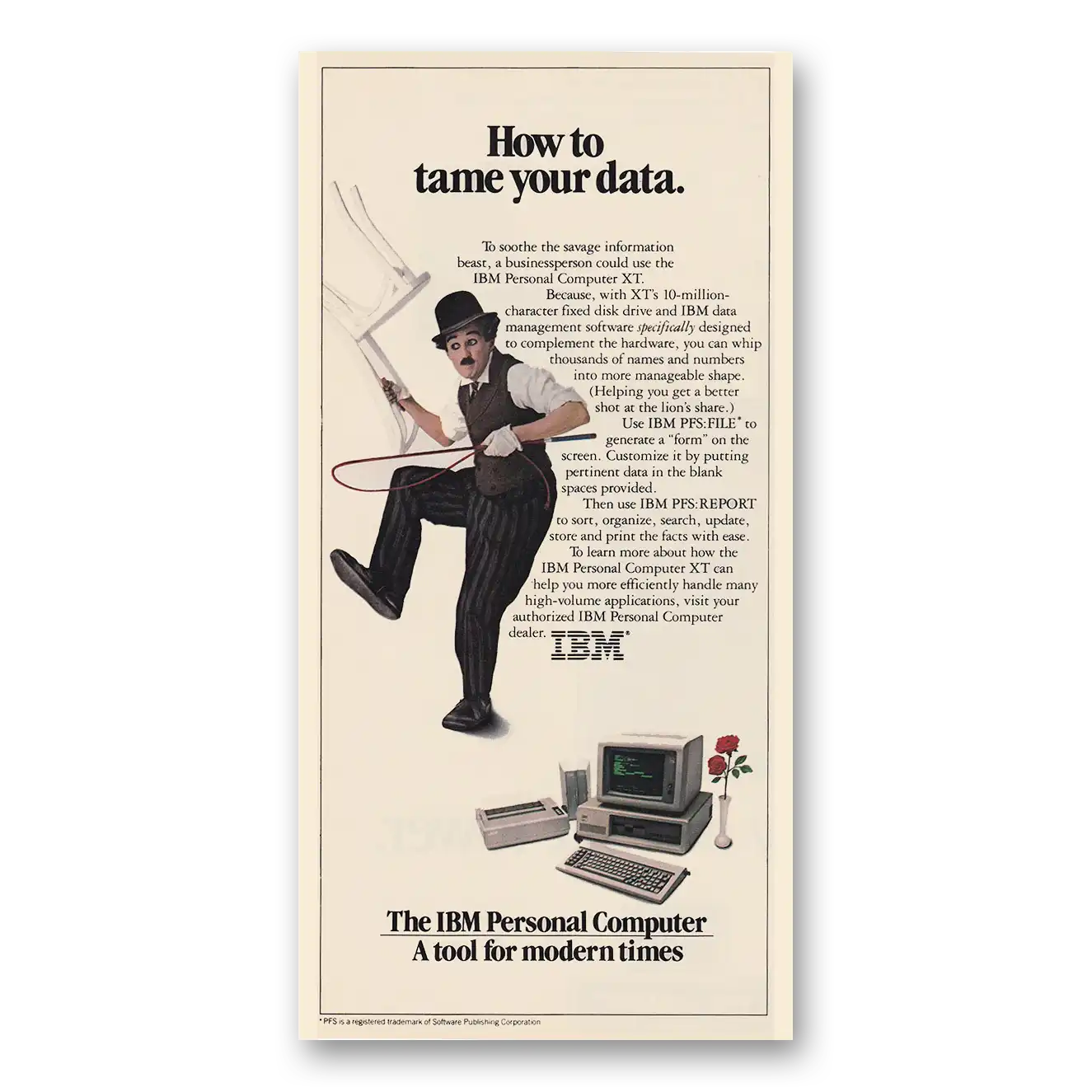 1984 IBM Computers How to Tame Your Data Vintage Magazine Print Ad