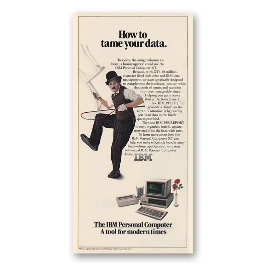 1984 IBM Computers How to Tame Your Data Vintage Magazine Print Ad