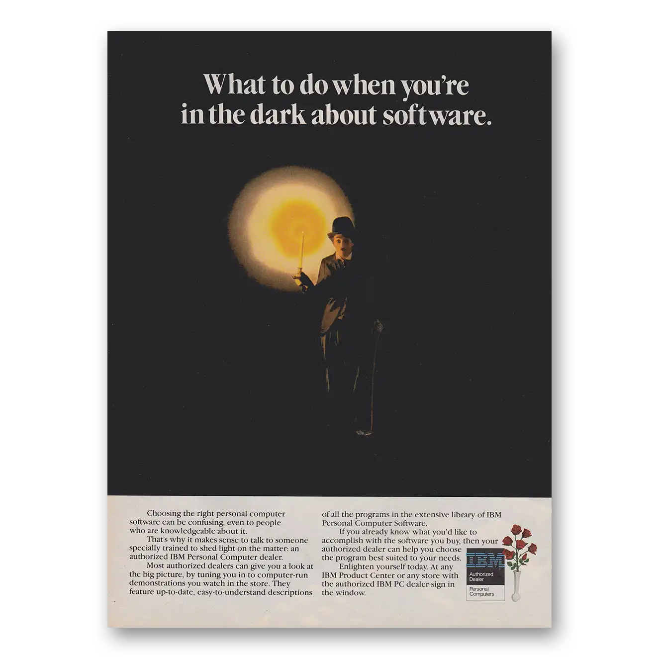 1984 IBM Computers Dark About Software Vintage Magazine Print Ad