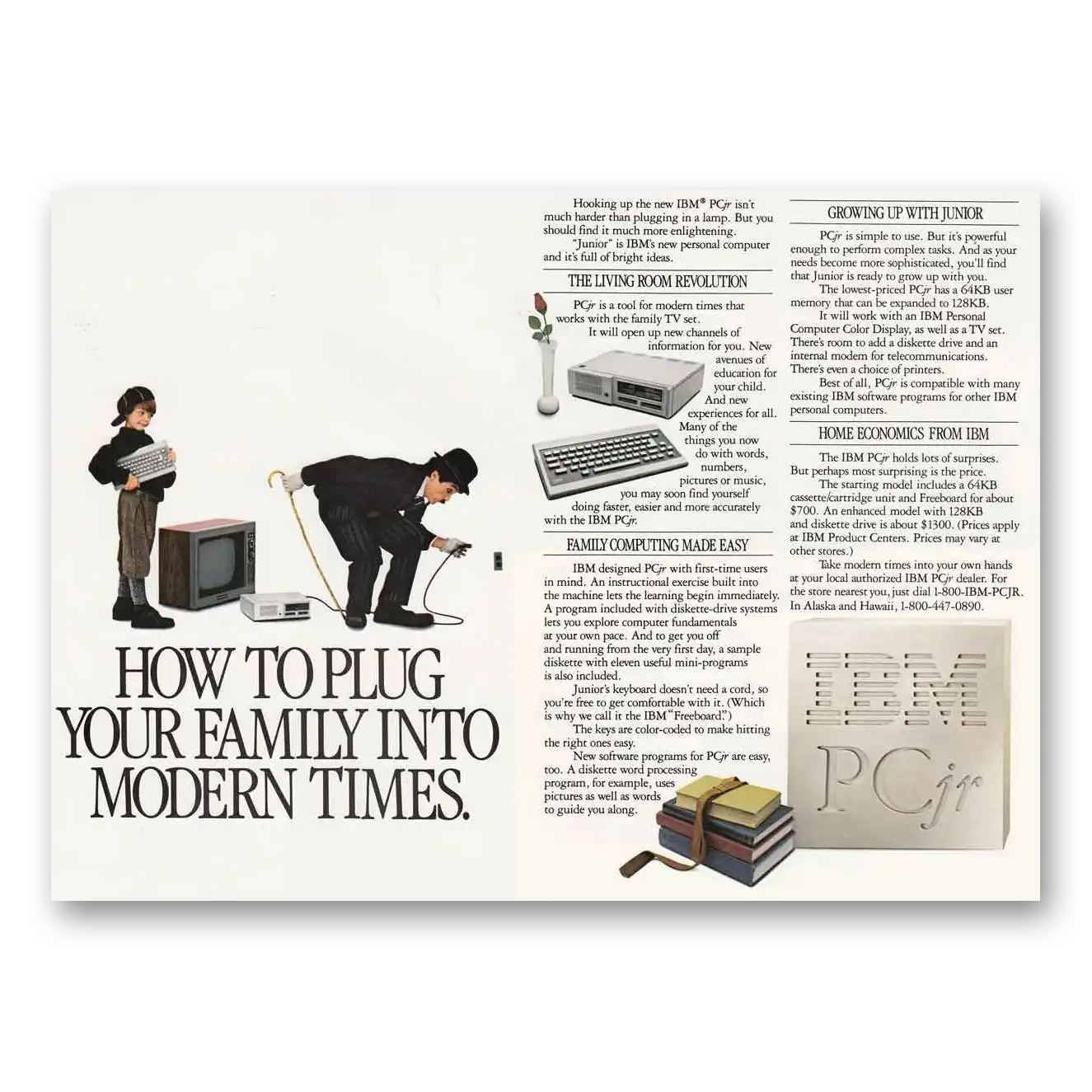 1984 IBM Computers Plug Your Family Into Modern Times Vintage Magazine Print Ad