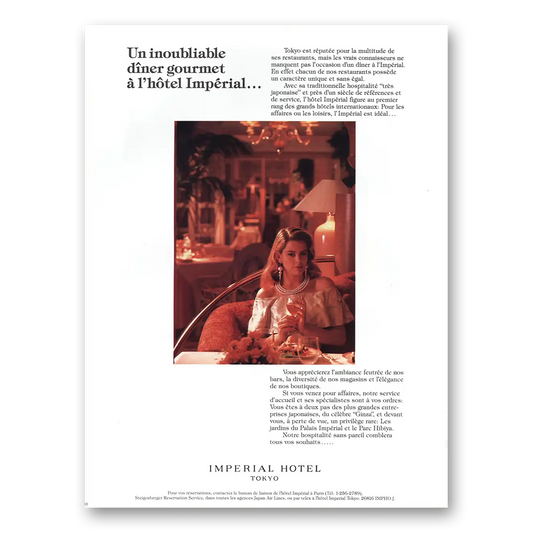 1984 Imperial Hotel Tokyo Un Inoubliable Diner Gourmet French Vintage Magazine Print Ad