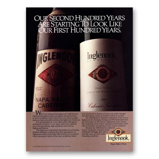 1984 Inglenook Wine Second Hundred Years Vintage Magazine Print Ad