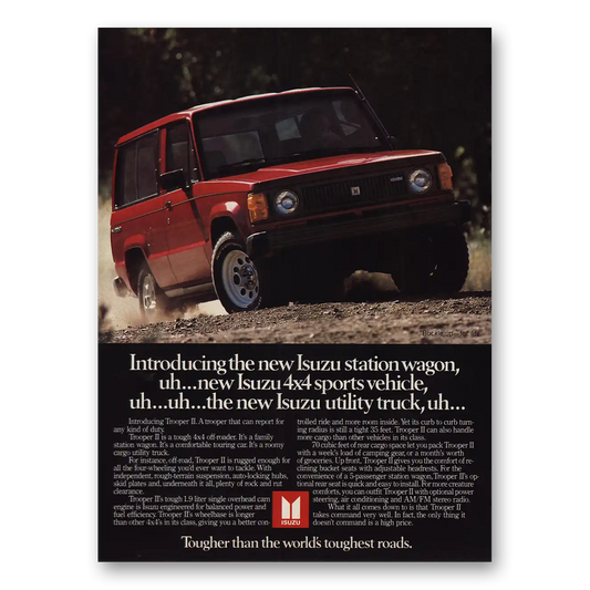 1984 Isuzu Trooper Uh 4x4 Sports Vehicle Vintage Magazine Print Ad