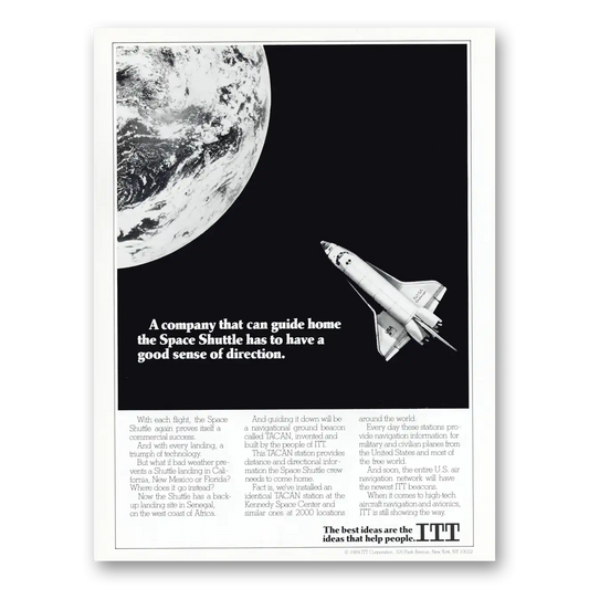 1984 ITT International Telephone Space Shuttle Vintage Magazine Print Ad