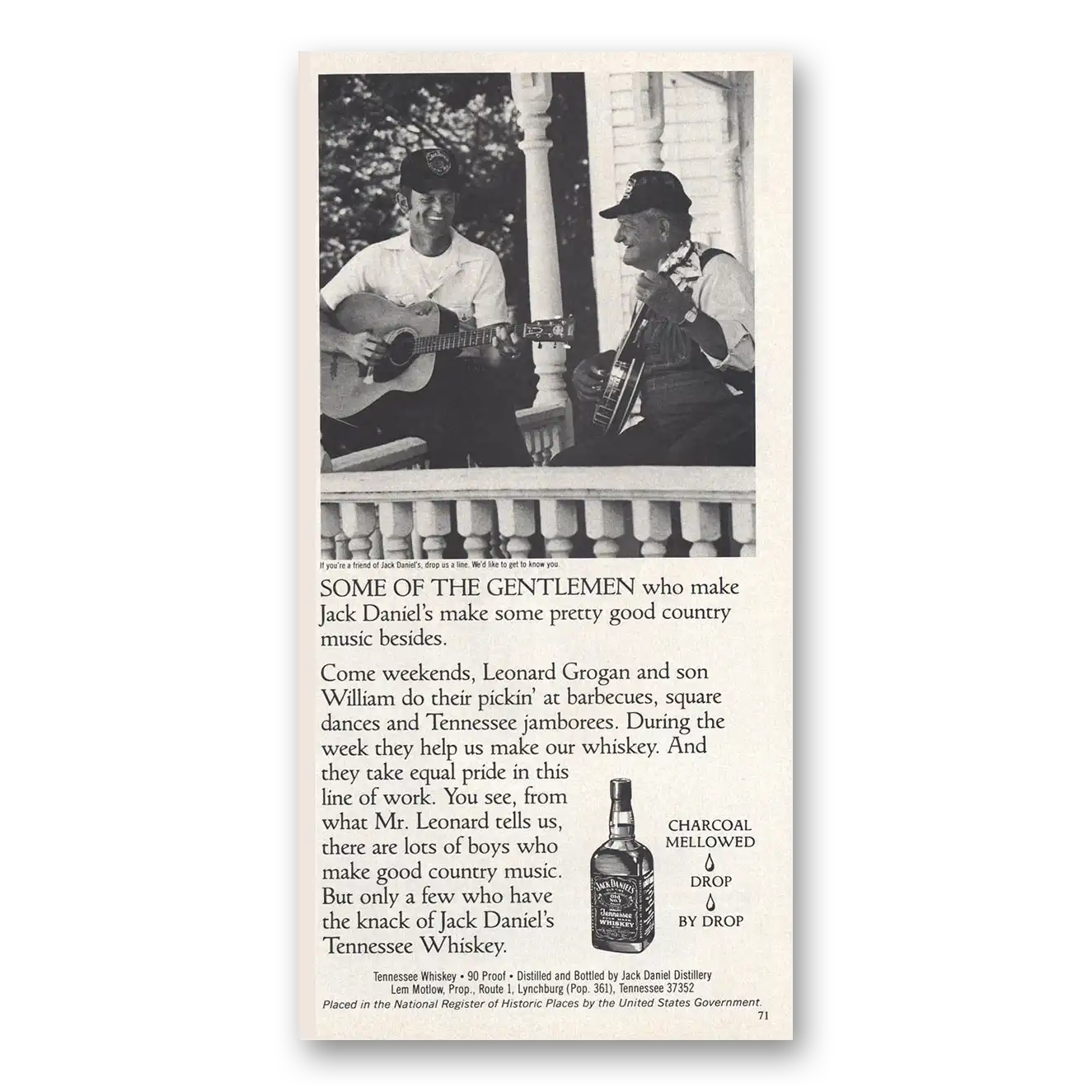 1984 Jack Daniels Leonard Grogan and Son William Vintage Magazine Print Ad