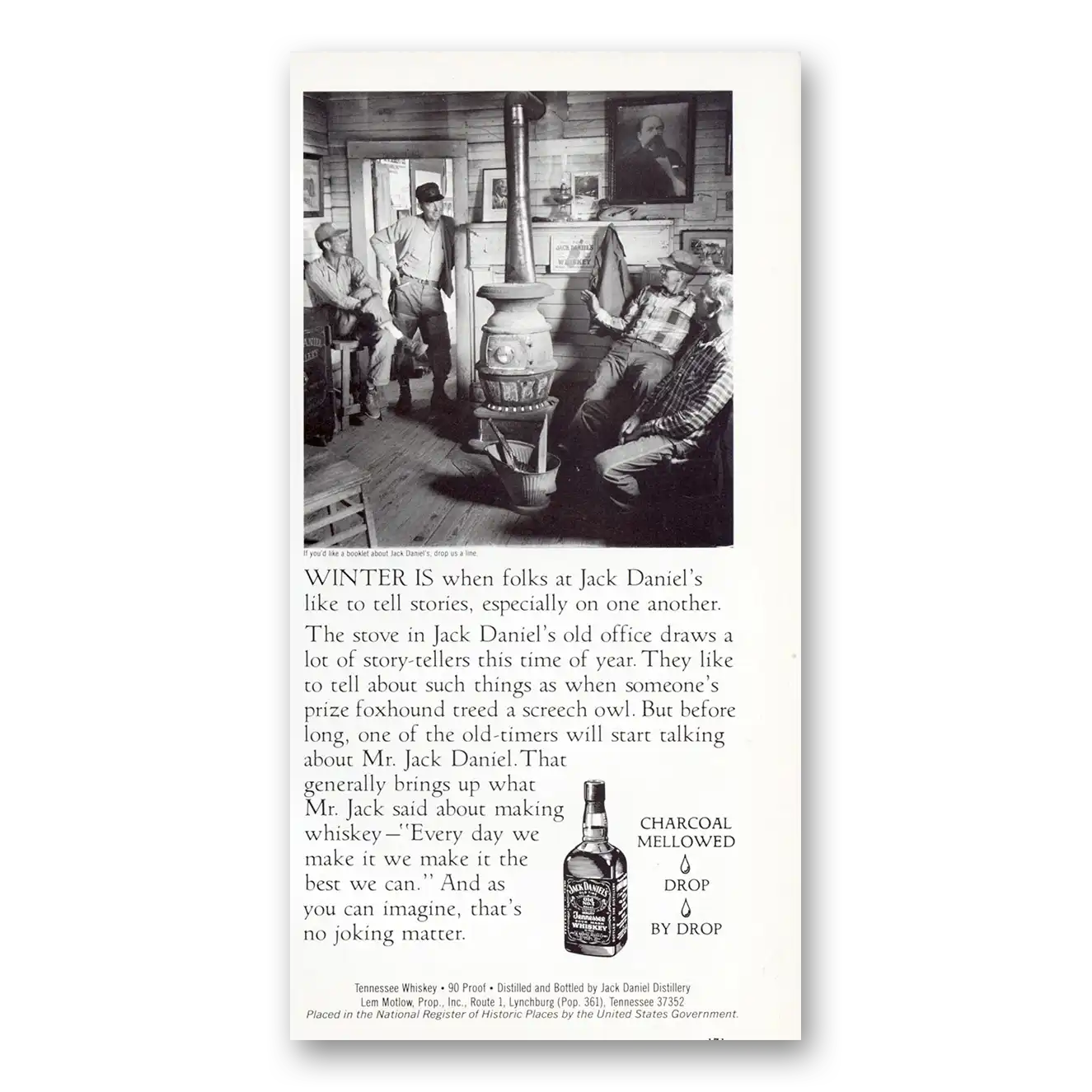 1984 Jack Daniels Winter Is When Folks Vintage Magazine Print Ad