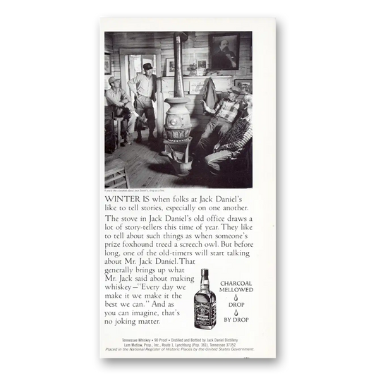 1984 Jack Daniels Winter Is When Folks Vintage Magazine Print Ad