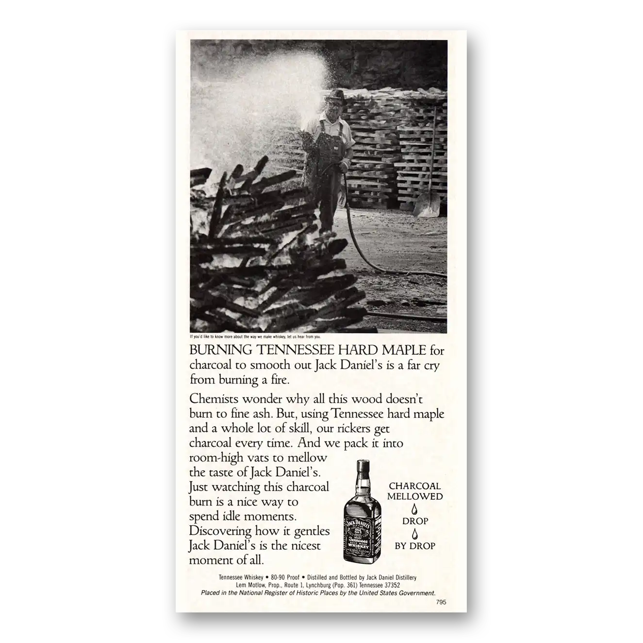 1984 Jack Daniels Burning Tennessee Hard Maple Vintage Magazine Print Ad