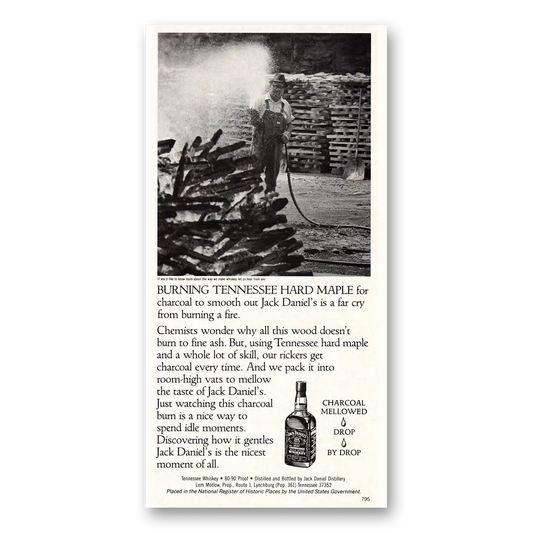 1984 Jack Daniels Burning Tennessee Hard Maple Vintage Magazine Print Ad