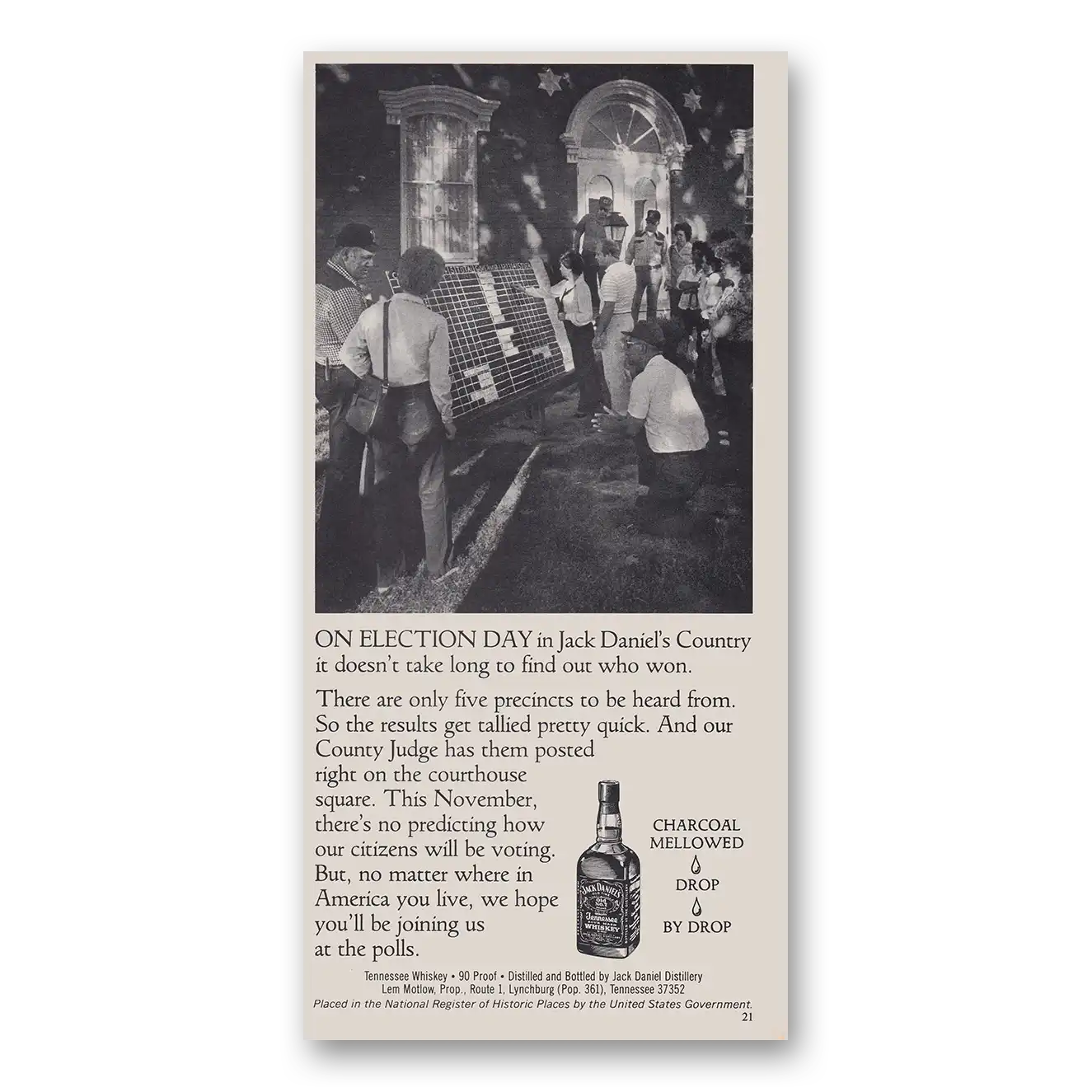 1984 Jack Daniels On Election Day Vintage Magazine Print Ad