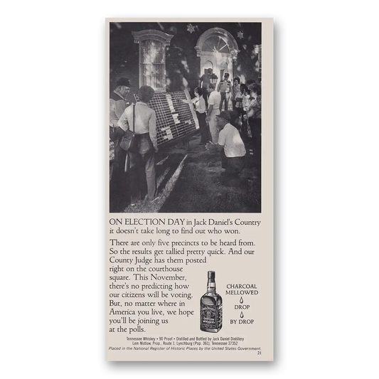 1984 Jack Daniels On Election Day Vintage Magazine Print Ad