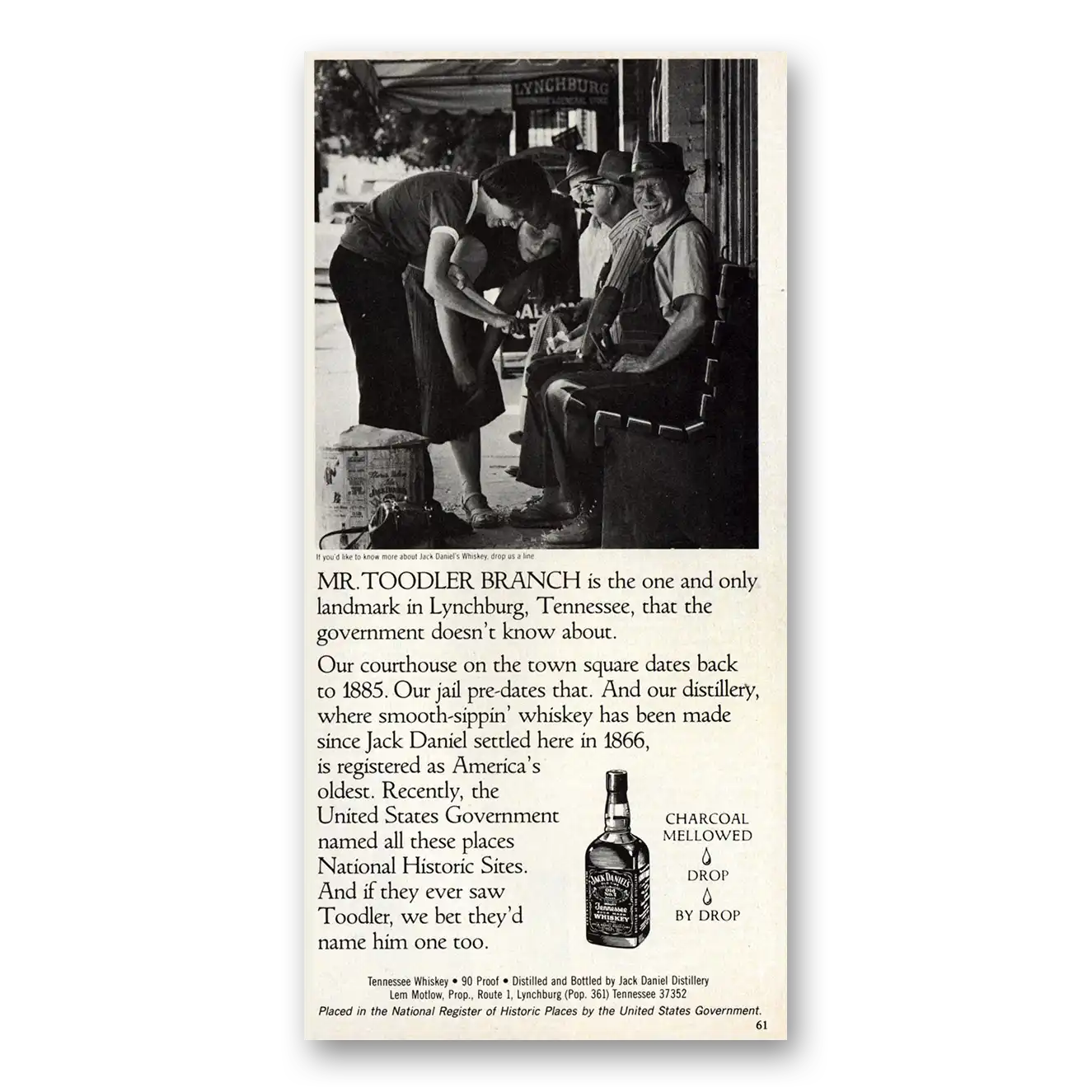 1984 Jack Daniels Mr Toodler Branch Vintage Magazine Print Ad