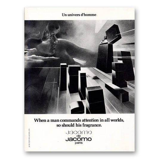 1984 Jacomo Un Univers dHomme Vintage Magazine Print Ad