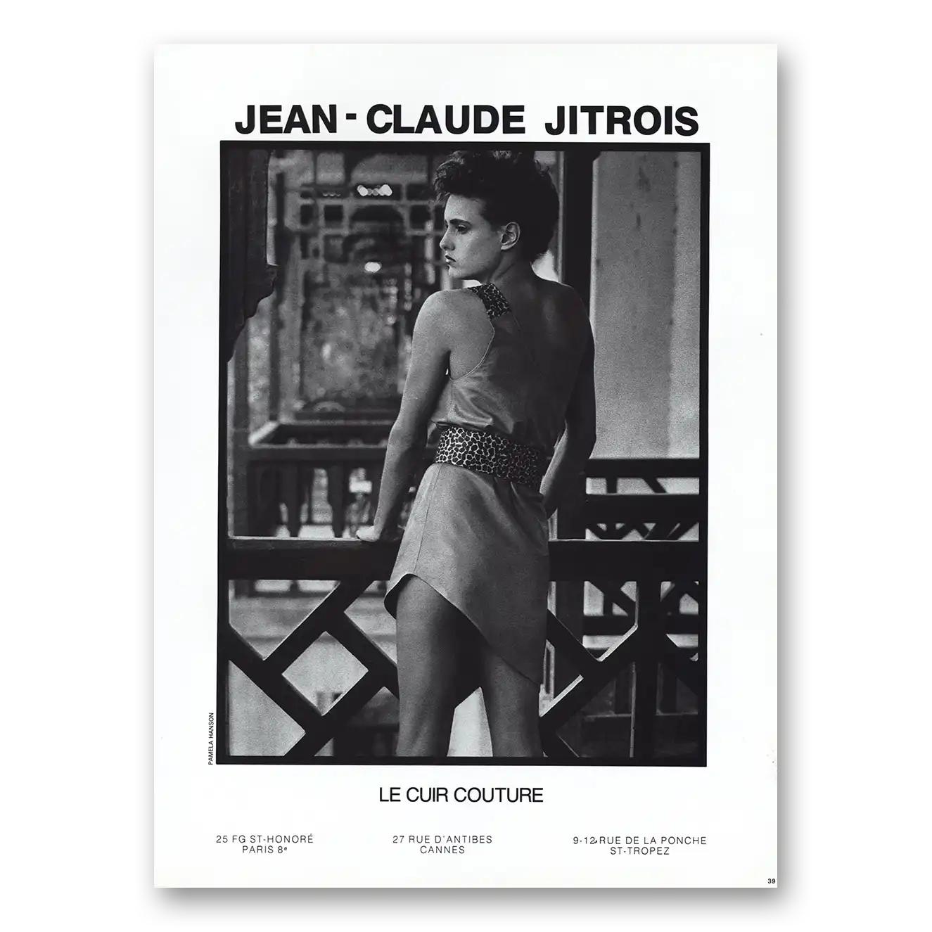 1984 Jean-Claude Jitrois Le Cuir Couture French Vintage Magazine Print Ad