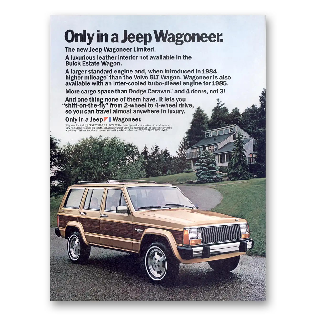 1984 Jeep Wagoneer Luxurious Leather Interior Vintage Magazine Print Ad