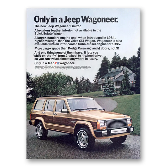 1984 Jeep Wagoneer Luxurious Leather Interior Vintage Magazine Print Ad