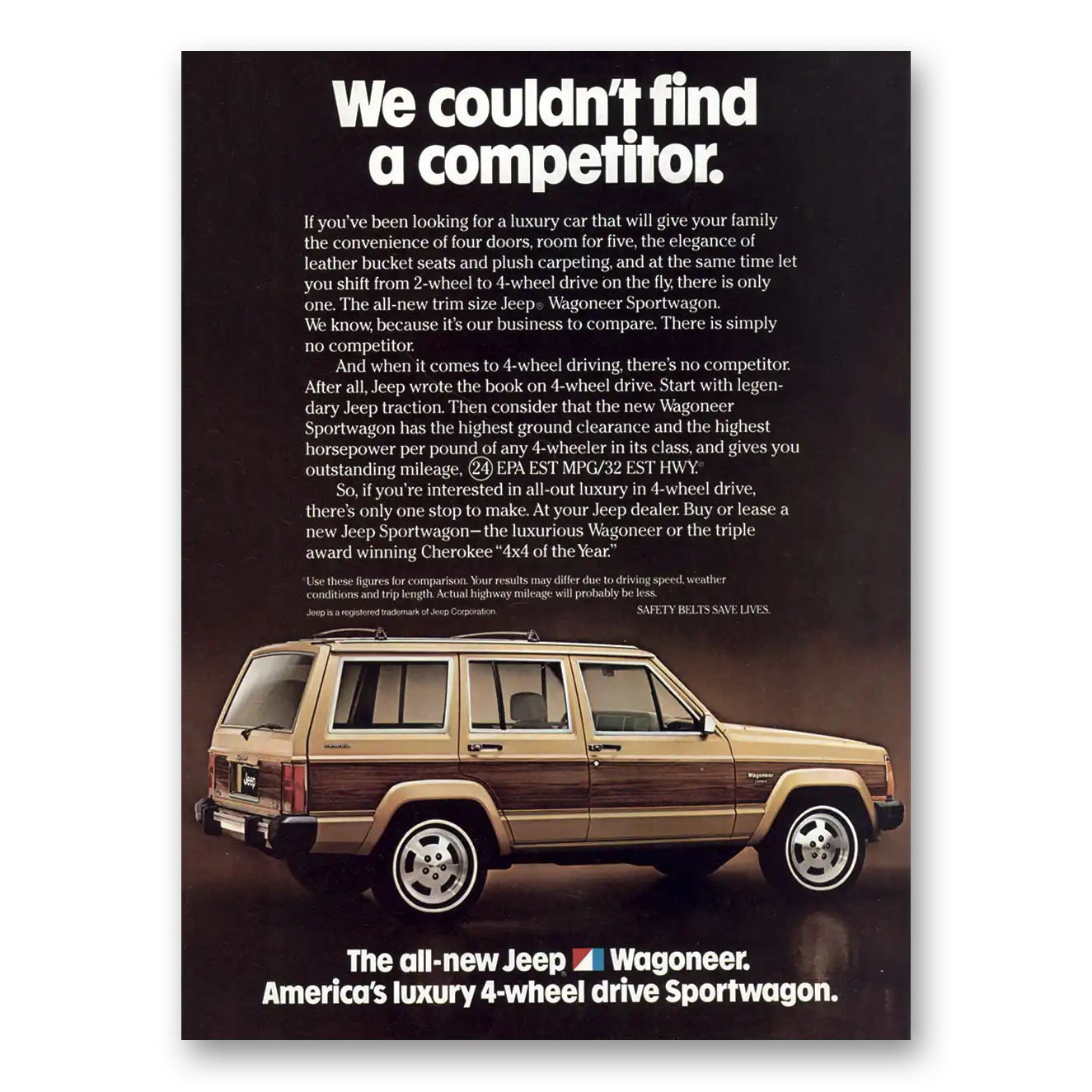 1984 Jeep Wagoneer We Couldn't Find a Competitor Vintage Magazine Print Ad