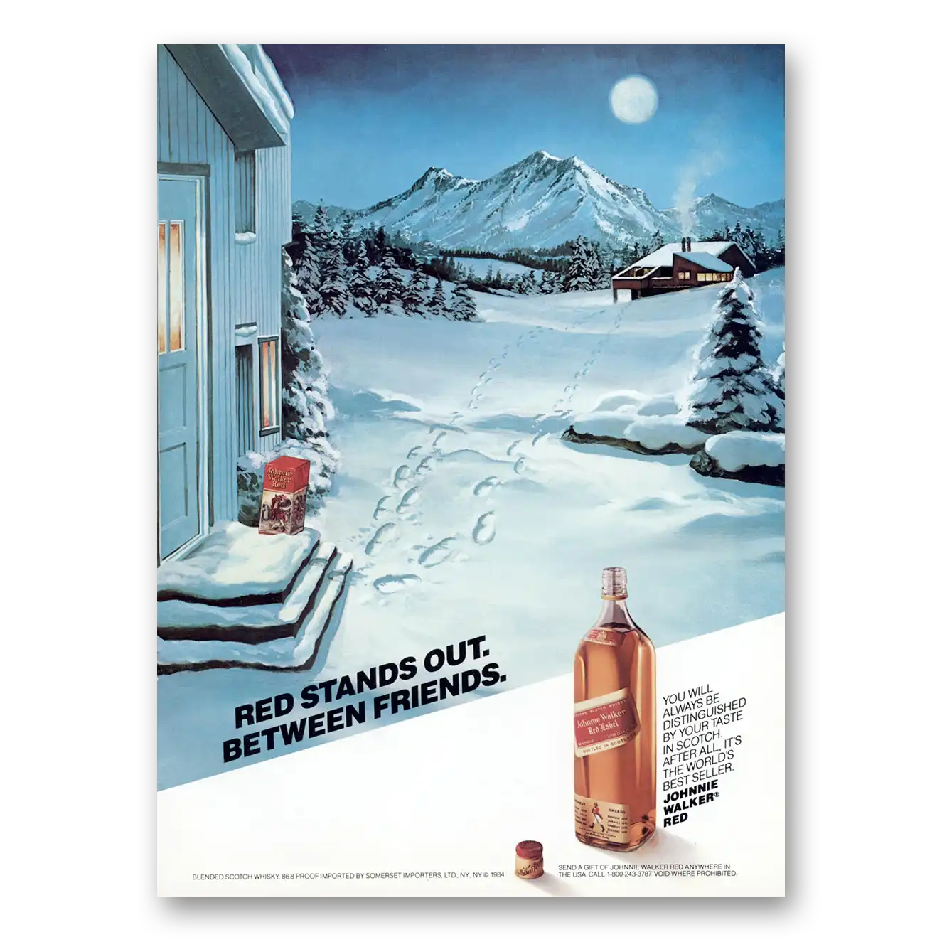 1984 Johnnie Walker Red Label Stands Out Between Friends Vintage Magazine Print Ad