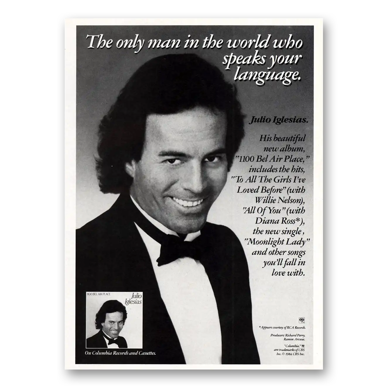 1984 Julio Iglesias Only Man In the World Who Speaks Your Language Vintage Magazine Print Ad