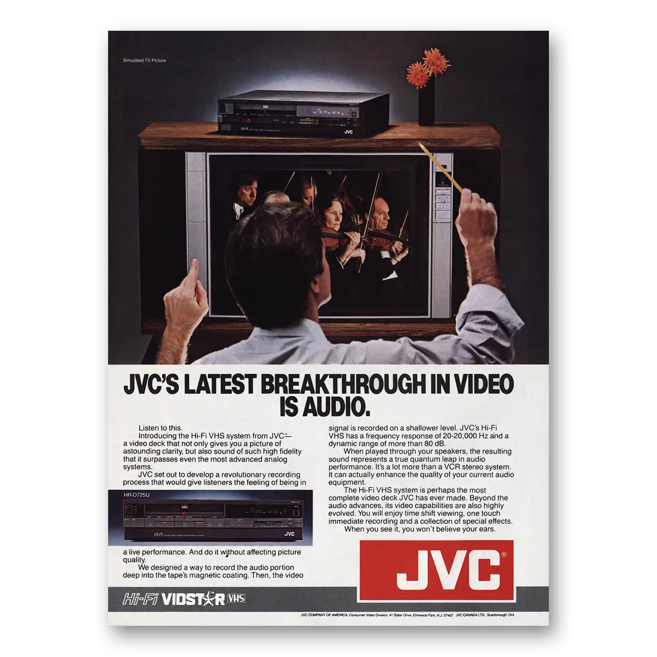 1984 JVC Latest Breakthrough In Video Is Audio Vintage Magazine Print Ad