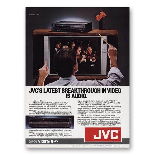 1984 JVC Latest Breakthrough In Video Is Audio Vintage Magazine Print Ad