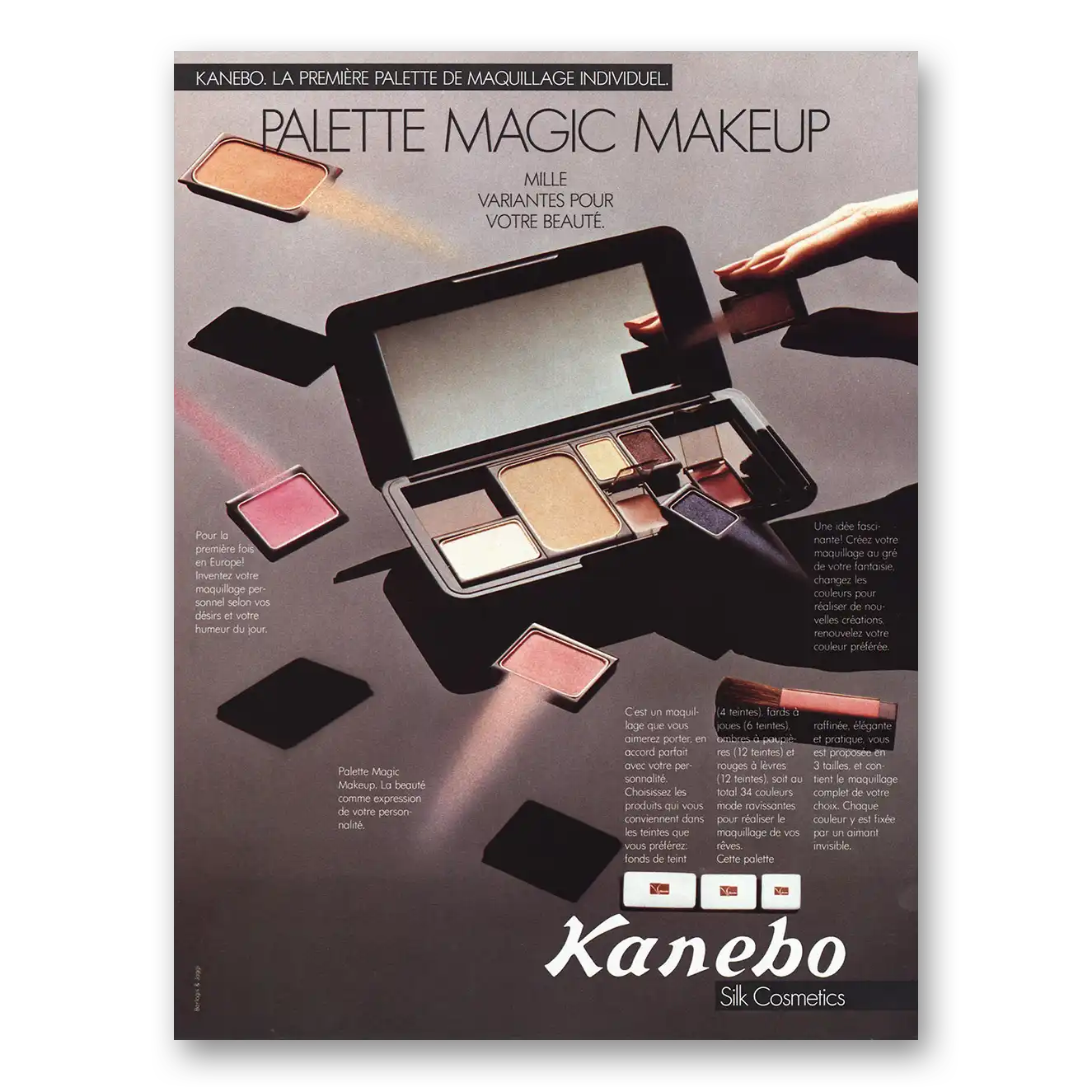 1984 Kanebo Cosmetics Palette Magic Makeup Vintage Magazine Print Ad