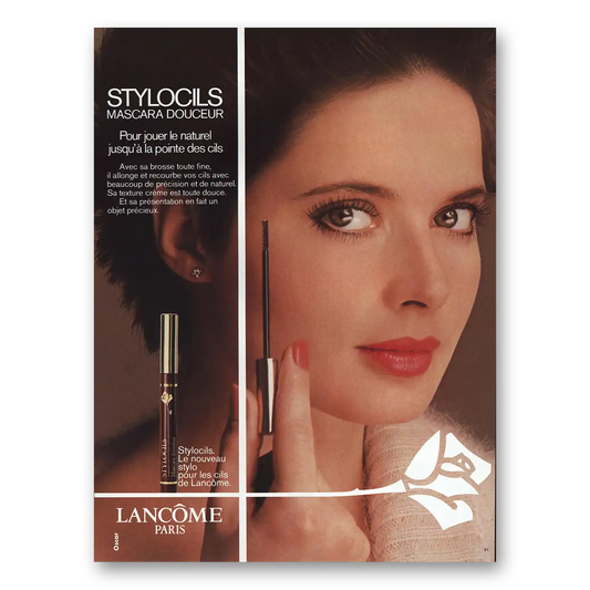 1984 Lancome Cosmetics Stylocils Mascara Douceur French Vintage Magazine Print Ad