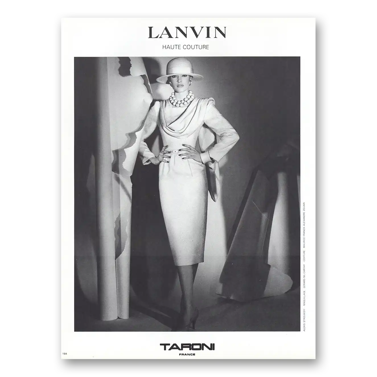 1984 Lanvin Fashion Haute Couture French Vintage Magazine Print Ad