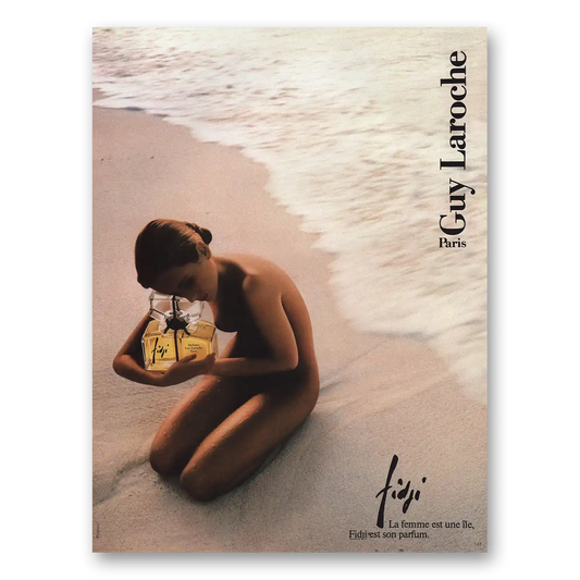 1984 Guy Laroche Perfume Fidgi La Femme Est Une Ile French Vintage Magazine Print Ad