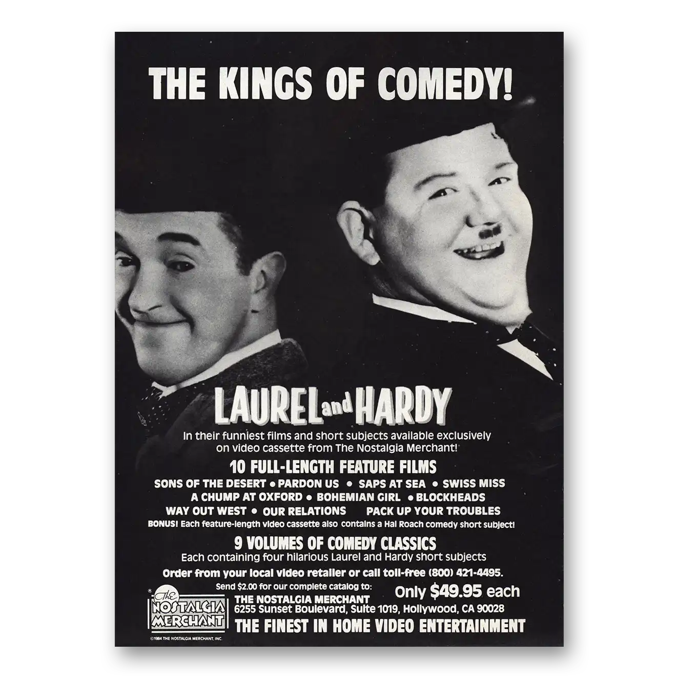 1984 Laurel and Hardy Promo Kings of Comedy Vintage Magazine Print Ad