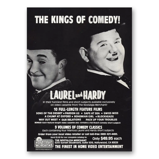 1984 Laurel and Hardy Promo Kings of Comedy Vintage Magazine Print Ad