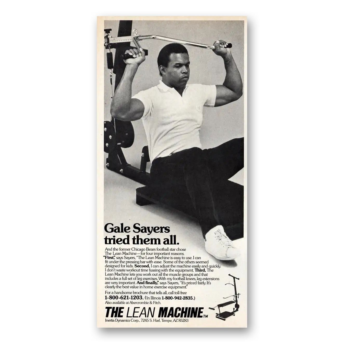 1984 Lean Machine Lean Machne Gale Sayers Tried Them All Vintage Magazine Print Ad