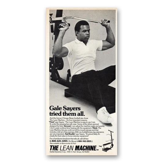 1984 Lean Machine Lean Machne Gale Sayers Tried Them All Vintage Magazine Print Ad