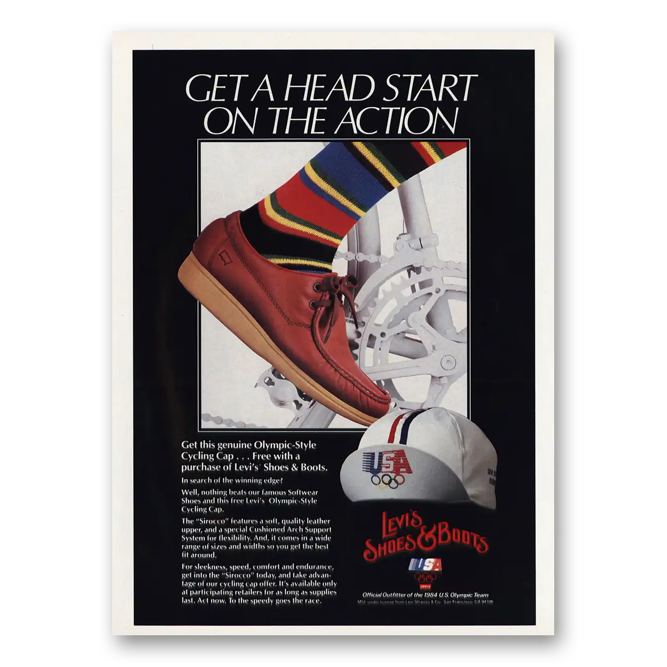 1984 Levis Shoes and Boots Head Start Vintage Magazine Print Ad