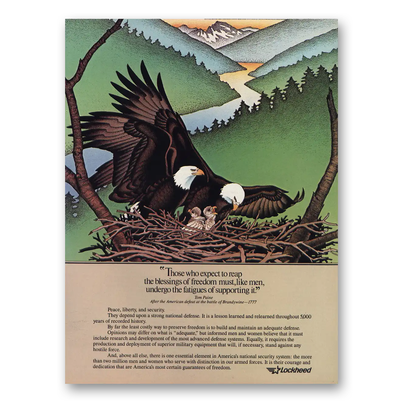 1984 Lockheed Reap Blessings of Freedom Vintage Magazine Print Ad