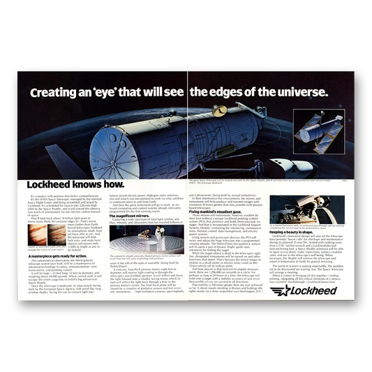 1984 Lockheed Space Telescope Creating An Eye That Will See Universe Vintage Magazine Print Ad