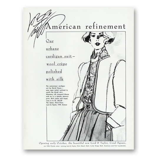 1984 Lord & Taylor Urbane Cardigan Suit Vintage Magazine Print Ad