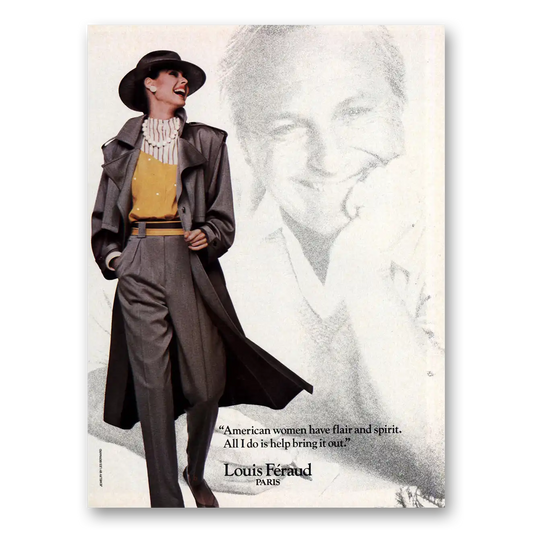 1984 Louis Feraud Fashion American Women Have Flair Spirit Vintage Magazine Print Ad