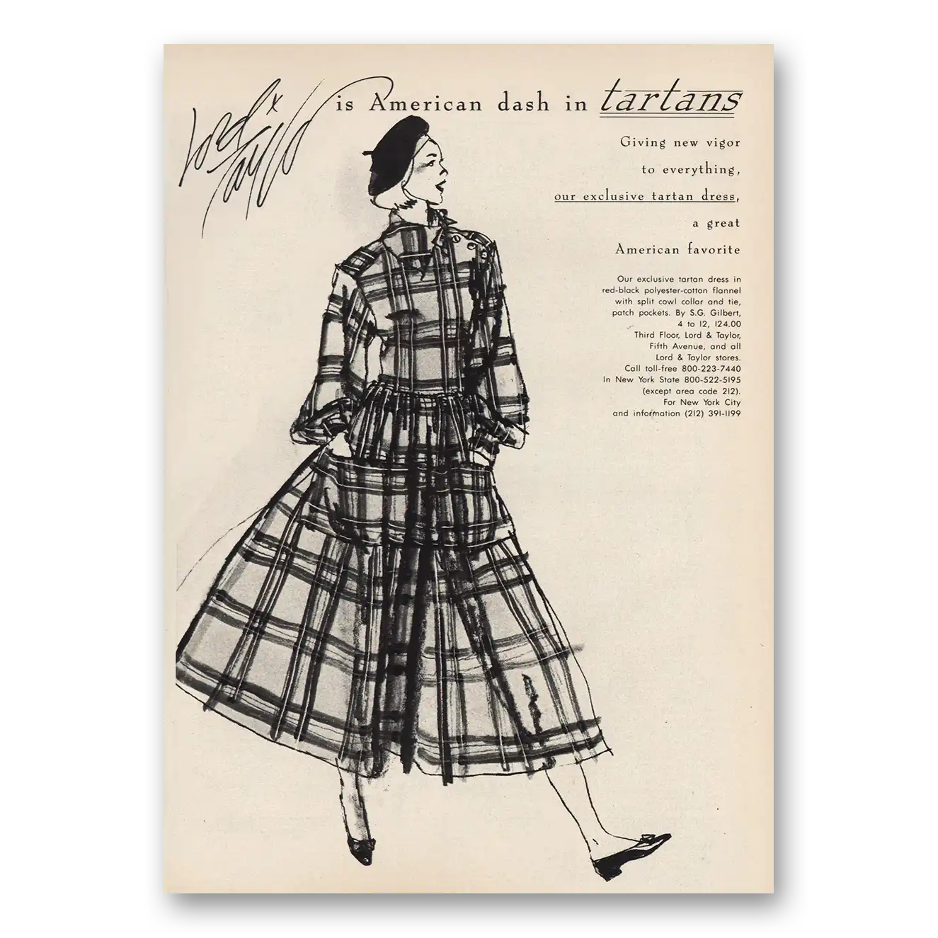 1984 Lord & Taylor American Dash In Tartans Vintage Magazine Print Ad