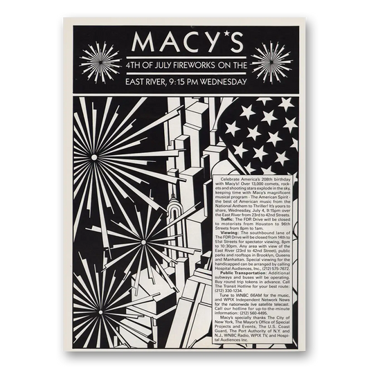 1984 Macys 4th of July Fireworks East River Vintage Magazine Print Ad