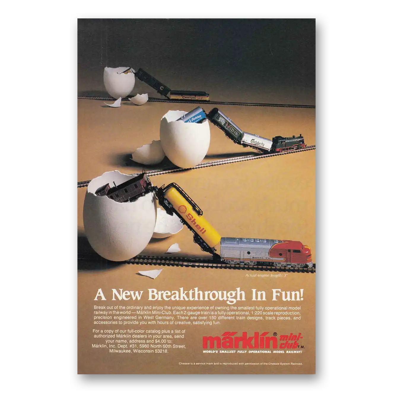 1984 Marklin Mini Club Model Railway Breakthrough Vintage Magazine Print Ad