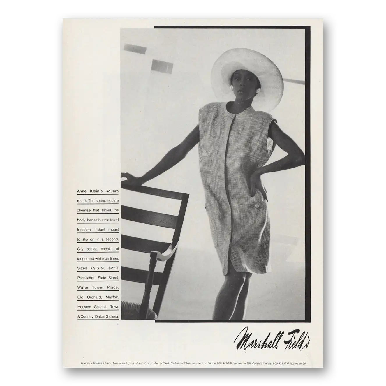 1984 Anne Klein Square Route Vintage Magazine Print Ad