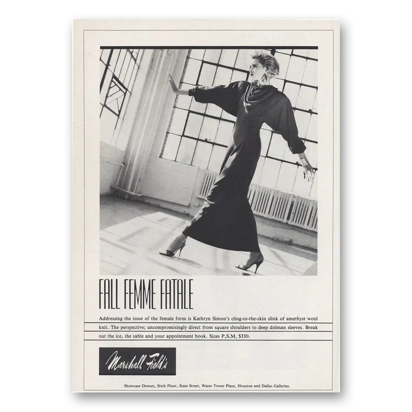 1984 Kathryn Simon Fashion Fall Femme Fatale Kathryn Simon Vintage Magazine Print Ad