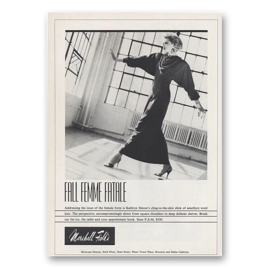 1984 Kathryn Simon Fashion Fall Femme Fatale Kathryn Simon Vintage Magazine Print Ad