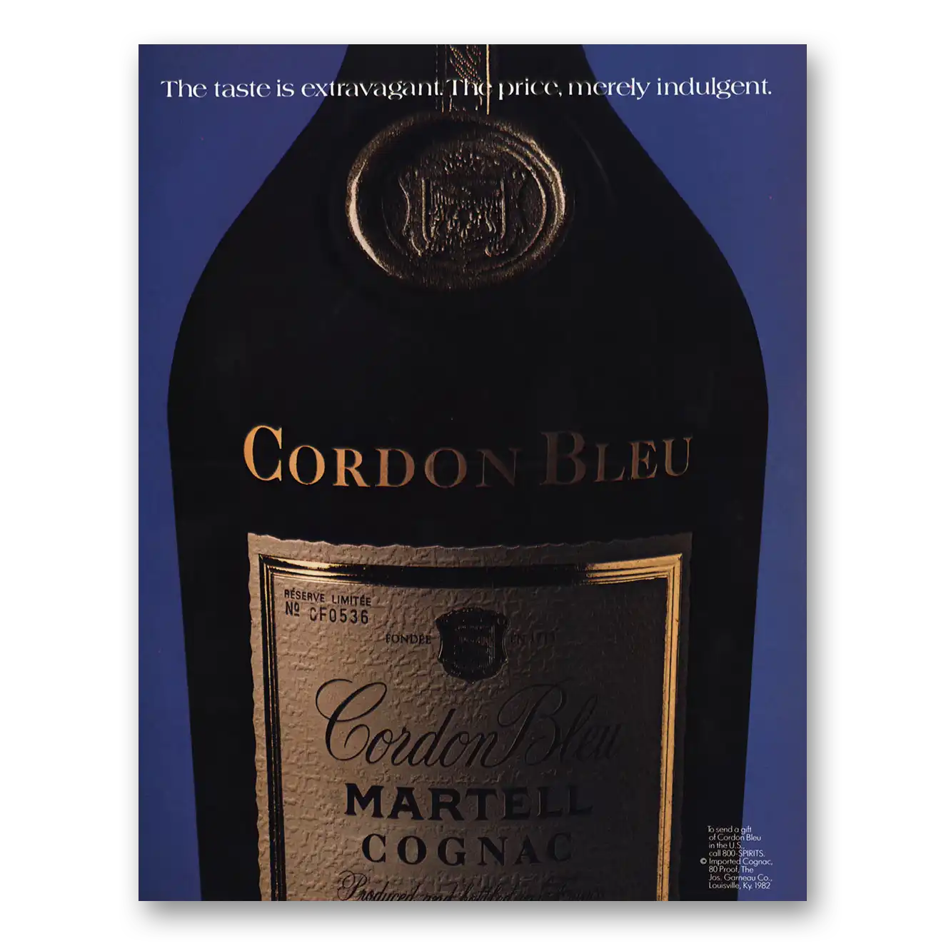 1984 Cordon Bleu Cognac Taste Is Extravagant Vintage Magazine Print Ad