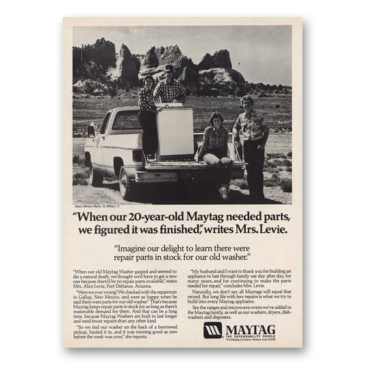 1984 Maytag Mrs Levie Vintage Magazine Print Ad