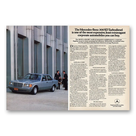 1984 Mercedes Benz One of Most Expensive Vintage Magazine Print Ad