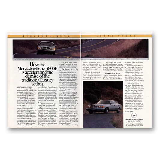 1984 Mercedes Benz 380SE Accelerating the Demise Vintage Magazine Print Ad