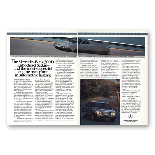 1984 Mercedes Benz 300D Most Successful Engine Transplant Vintage Magazine Print Ad